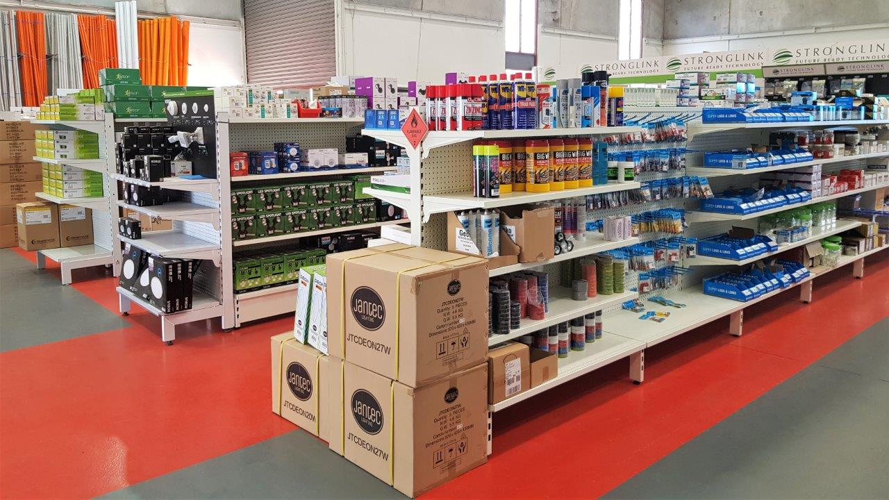 Electrical-wholesaler heavy duty display-shelving-fitout